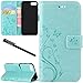Urvoix for iPhone 7 / iPhone 8 Case, Card Holder Stand Smooth Hand Feel PU Leather Wallet Case - Embossed Flower Butterfly Flip Cover for 4.7