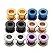 PiercingJ 12pcs 12G-3/4(2MM-20MM) Stainless Steel Screw Flesh Tunnels Plug Ear Expanders Stretchers
