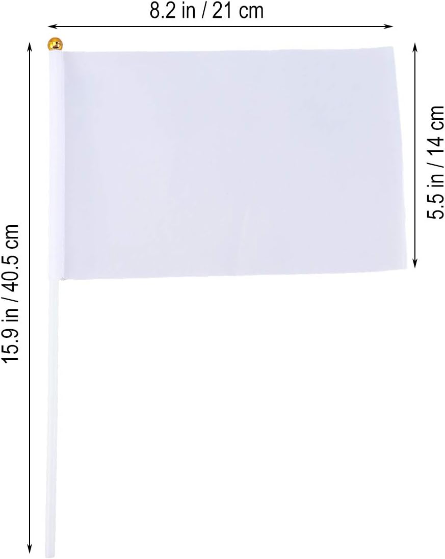 TOYANDONA 24pcs Hand Flag Portable Hand Waving Flag Bunting Banner for Party Sports Meeting (White), 14*21cm - Image 3