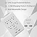 OviiTech Multi-Function Wall Mount Adapter, Surge Protector Charging Station, Dual 3.1AMP USB Charging Ports,6 AC Socket Outlet Plugs,White