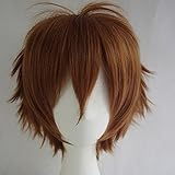 S-noilite Unisex Cosplay Short Straight Hair Wig Women Men Anime Party Costume Dresses Wigs (Light Brown)