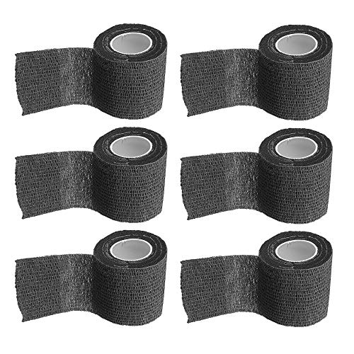 esupport 2 pulgadas x 5 yardas negro autoadhesivo cohesivo envoltura vendajes heridas adhesivas cinta elástica fuerte de primeros auxilios para muñeca deportiva tobillo 6 unidades