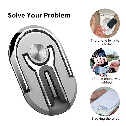 LuckyKilig Multipurpose Mobile Phone Bracket Holder Stand, Phone Ring Holder, 360 Degree Rotation Cellphone Mount, Multiple-Angle Car Phone Mount for Car Home Gray