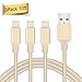 Lighting Cable, Quntis iPhone Charger Cable, 3Pcs 10ft Extra Long Braided 8 Pin Charging and Syncing Wire USB Cord for iPhone 7 7 Plus 6 6 Plus 6S SE 5S 5 iPad Air Mini iPod (Gold)
