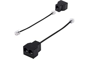LanSenSu Phone Line Splitter,Telephone Splitter,with RJ11 6P4C Plugs,Suitable for Telephone,Fax Machine,Black 2-Pack