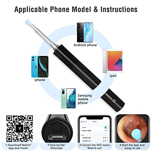 Ear Wax Removal Endscope 1080P FHD WiFi Ear Scope,Wireless iPhone Ear