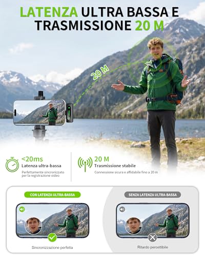 Mini Wireless Lavalier Microphone for iPhone, Android and PC, Neck Condenser Microphones with Noise Reduction, Battery Indicator and Wind Fan, for YouTube, TikTok (Dark Grey)