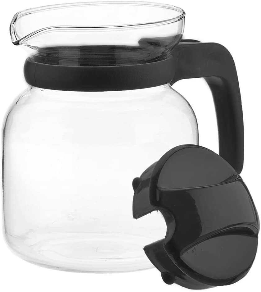 MGE - Glass Coffee Carafe with Lid - 1400 ml Microwave-Safe Jug - Heat-Resistant Pitcher with Soft Grip Handle - BPA-Free Kitchen Jug for Coffee, Tea and Drinks