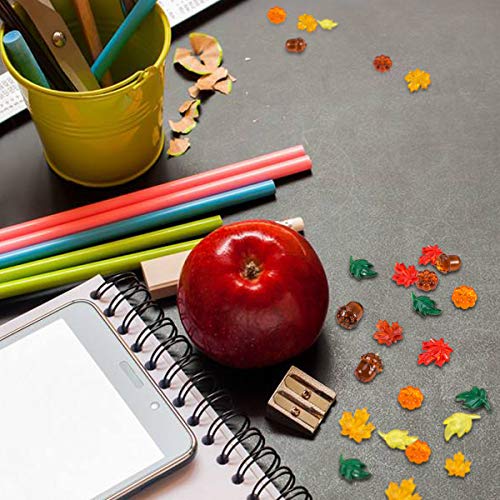 84 Pieces Acrylic Leaves Mini Acrylic Pumpkin Maple Leaves Acorns Crystals Gems for Thanksgiving Home Table Scatters Decoration Autumn Table Scatters Favor Vase Filler(5 Colors) - Thumbnail 4
