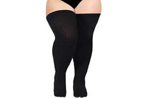 Plus Size Thigh High Socks for Thick Thighs- Womens Knit Cotton Extra Long Over the Knee High Socks Leg Warmer