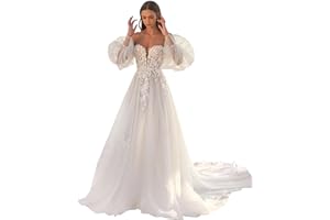 SEIM Lace Appliqued Wedding Dresses for Bride 2025 Beach Wedding Bridal Gowns for Women SE002