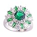 Psiroy 925 Sterling Silver Created Emerald Quartz Filled Cluster Flower Statement Ring