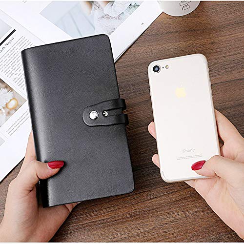 RFID Credit Card Holder, Leather Business Card Organizer with 96 Card Slots, Credit Card Protector for Managing Your Different Cards and Important Documents to Prevent Loss or Damage (Black) - Thumbnail 5