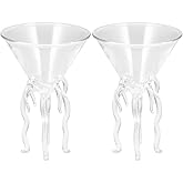 Cabilock 2-Pack Jellyfish Cocktail Glasses Unique Octopus Goblet Stemware for Whiskey Juice Margaritas Party Entertaining 5.27 Inch Glass Cups