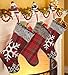 AtRenty Christmas Stockings Large 18 inches 4 Pcs Kits - Xmas Stockings Burlap with Large Plaid and Plush Faux Fur Cuff for Family Holiday Party Decorations