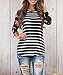 Sarin Mathews Women's Crew Neck Stripes Printed Floral 3/4 Sleeve Tops T-Shirt Black XL