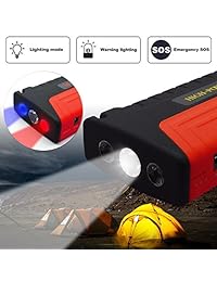 Sncfoo   Batería de arranque portátil para coche (hasta 5,0 L de gas o 1,6 L de diésel) y cargador de teléfono con puerto de carga inteligente (tamaño: 7 x 3,15 x 1,6 pulgadas), color amarillo