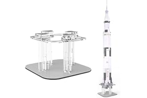 NAOCARD Acrylic Display Stand for Lego 21309 & 92176 NASA Apollo Saturn V, Launch Platform for Lego 21309 & 92176 Outer Space Model Rocket (Just the Stand for Sale)-Vertical Style