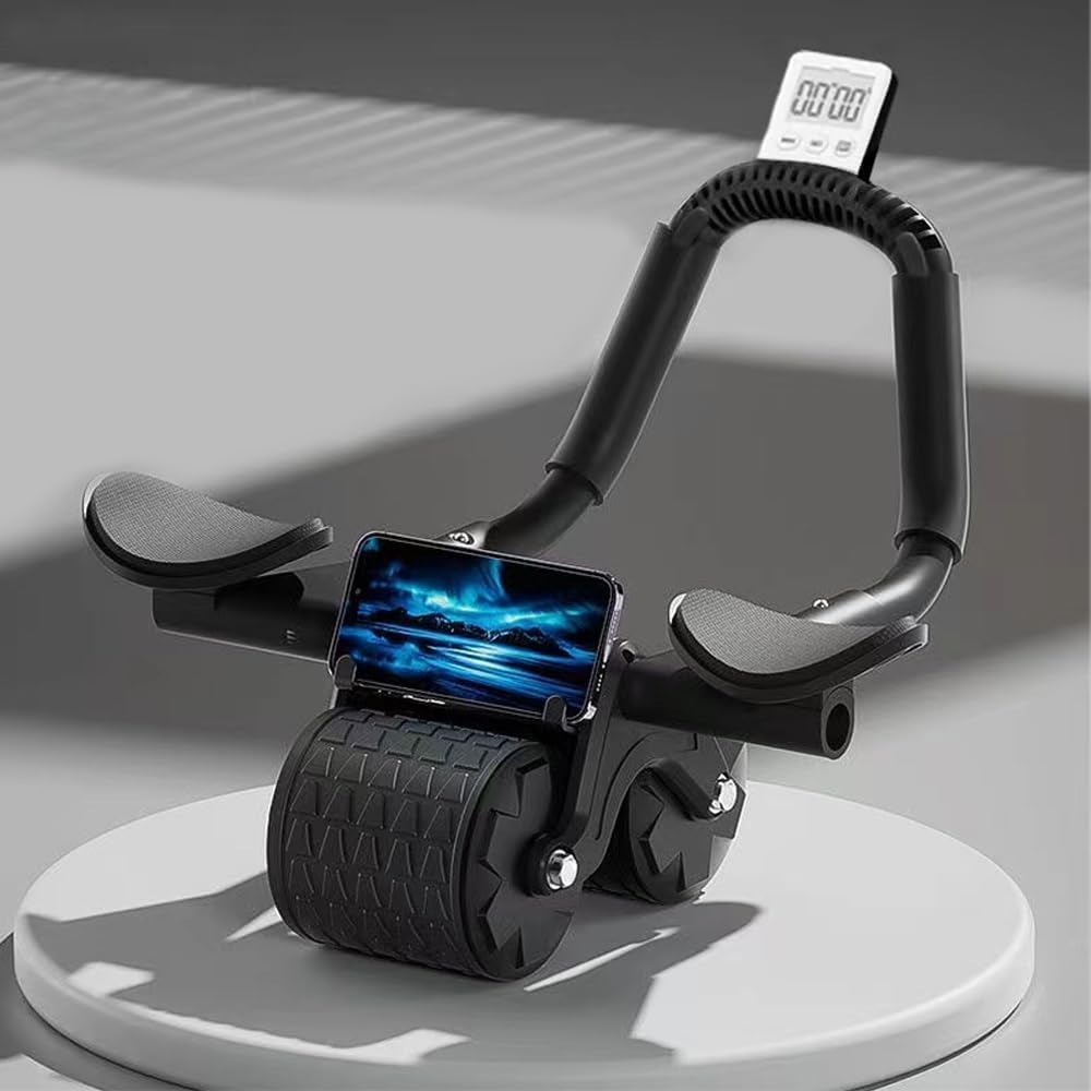 Photo 1 of Bersauji 2023 New Ab Roller Wheel with Knee Mat &Timer, Automatic Rebound Abdominal Wheel, Ab Abdominal Exercise Roller with Elbow Support, Abs Workout Equipment Ab Exercise Roller for Women Men