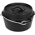 Petromax Cast Iron Dutch Oven for Cooking or Baking Outdoors Over a Campfire or in The Home Kitchen, Pre-Seasoned Cookware Conducts Heat Evenly, Flat Base