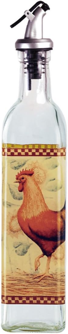 Grant Howard Rooster Glass Oil and Vinegar Cruet, 16 oz, Multicolor: Kitchen & Dining