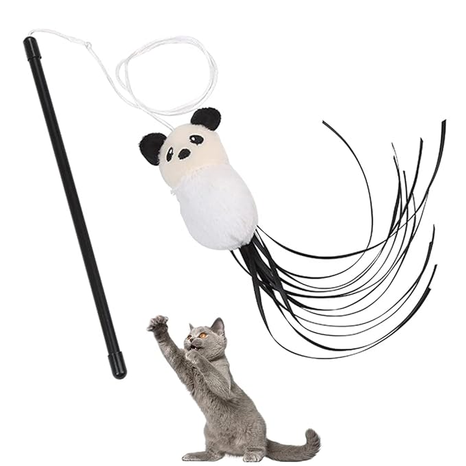 Lnrueg Cat String Teaser Interactive Long Elastic Faux Feather Kitten