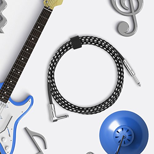 image for Xcords Guitar Instrument Cable, 10ft 1/4 Inch Straight to Right Angle 