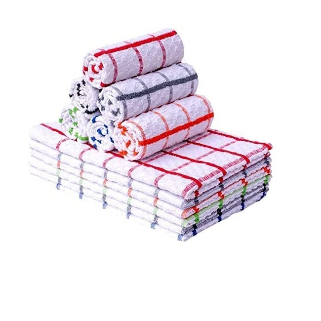 Alanna Jones 100% Cotton Check Terry Tea Towels Jumbo Dish Cloth For Kitchen Restaurant Bars 70x50cm Extra Large