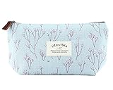Leegoal(TM) Elegant Multi Fuctional Canvas Floral Pouch Pencil Pen Case Bag (Light Blue)