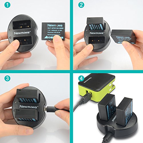 Newmowa Double USB Chargeur + 2 Remplacement Batteries NP-W126 pour Fujifilm NP-W126 NP-W126S Fuji FinePix HS30EXR, HS33EXR, HS50EXR, X-A1, X-E1, X-E2, X-M1, X-Pro1,X-T1,X-T2,X-H1 - Image 6
