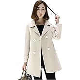 IDEALSANXUN Womens Fall Winter Wool Coats Peacoat Double Breasted Trench Coats