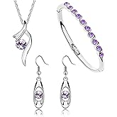 Txibikn Elegant Necklace Earrings Bracelet Set Jewelry Crystal Pendant for Women Wedding Party Gift