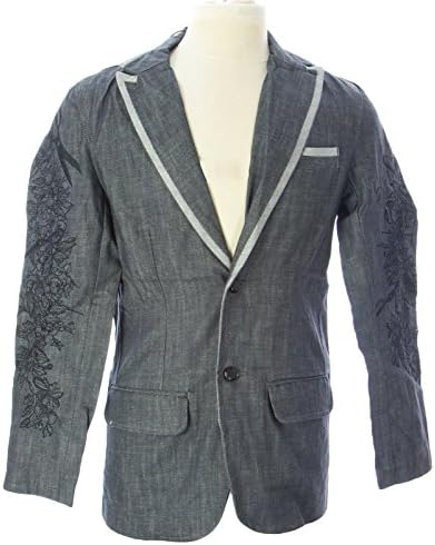 Artful Dodger Men's Skeleton Denim Blazer Dark Grey