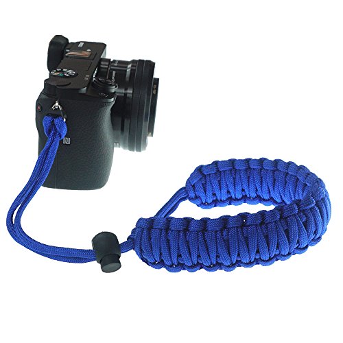 FoRapid Braided 550 Paracord Adjustable Camera Wrist Strap / Bracelet for Mirrorless Compact System DSLR Cameras, Binoculars (Blue)
