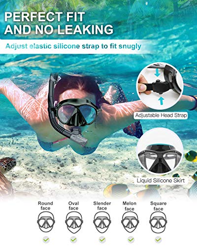POPCHOSE Snorkel Mask Set Gear, Silicone Snorkeling Set for Adults and Youth, Foldable Snorkel Anti-Fog Anti-Leak… - Image 4