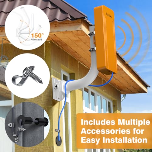 AdaLov Point to Point Wireless Bridge Outdoor CPE469, Gigabit Dual-Band 2.4/5.8GHz 3KM WiFi Bridge with Mounts, Extend Network to Garden Office, Garage, Barn & CCTV, Plug & Play, IP 65 Waterproof, PoE