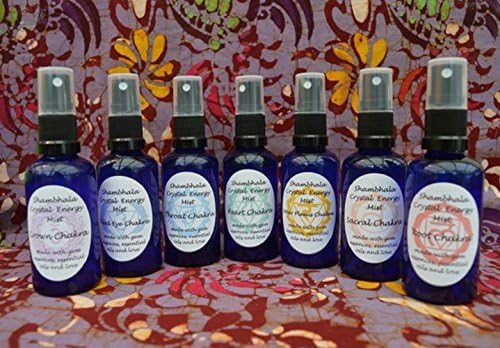 Chakra Crystal Energy Mist Set with Gem Essence and Essential Oils complete set of 7 bottles for meditation, clearing and purifying