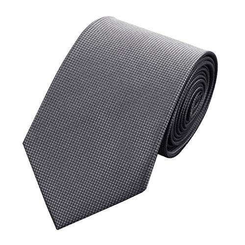 CAOFENVOO Men's Tie Jacquard Woven Silk Formal Solid Necktie Grey