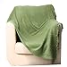 BATTILO HOME Green Throw Blanket for Couch, Decorative Green Blanket for Bedroom, Soft Warm Green Blanket with Tassels, 50