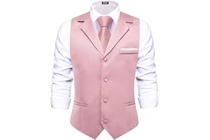 Hi-Tie Men's Suit Vest Business Casual Waistcoat with 3 Pockets for Wedding or Tuxedo Vest V-Neck