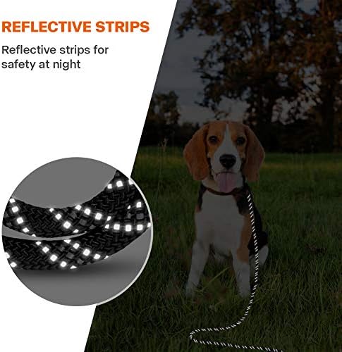 Taglory Canine Test Twine/Tie Out, Lengthy Rope Leash for Canine Coaching, 15/30/50/66 FT Reflective Heavy Obligation Lead for Massive Medium Small Canines Strolling, Tenting or Yard, Black/Orange