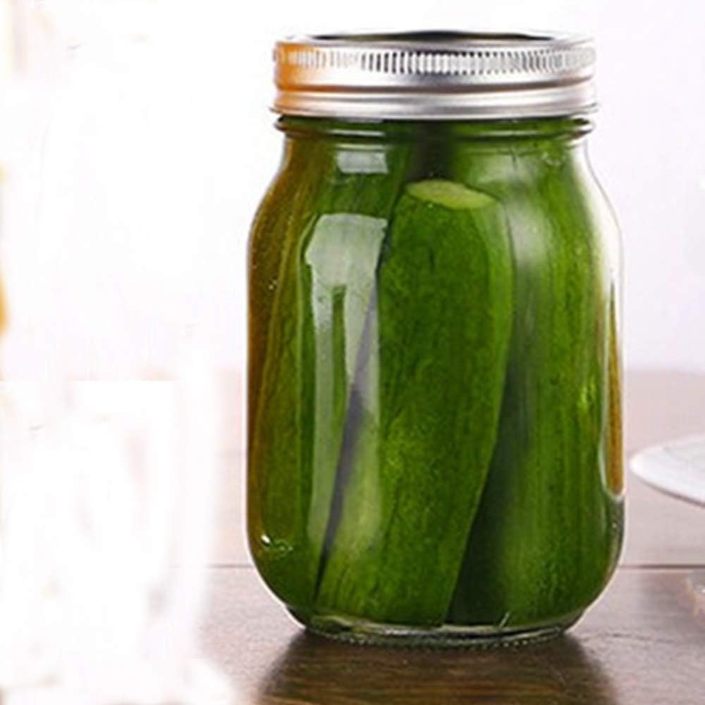 Glass Regular Mouth Mason Jars, 14 Ounce Glass Jars with Silver Metal Airtight Lids for Meal Prep Food Storage, Canning - Image 4