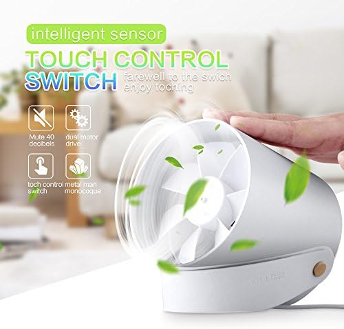 HEPHEAS VH Smart Touch Desktop USB Fan with Double Blades Mini Cooling Fan Metal Quiet Design Office Fan (white)