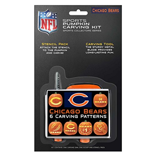 NFL Chicago Bears Halloween Pumpkin Carving Kit, 6 Stencils, Orange