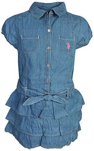 U.S. Polo Assn. Girl\'s Denim Style Dress, Blue Wash, Size 2T'