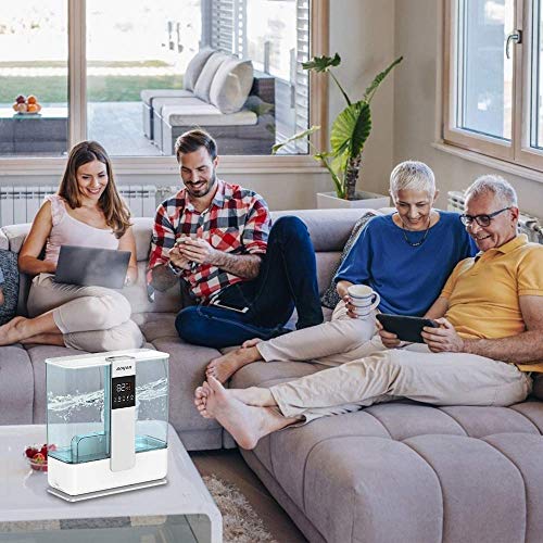 BOYON Cool Mist Humidifier 5L, Top Fill Humidifier with Humidistat, Remote Control, 3 Mist Settings and Auto Shut-Off, Humidifier for Large Room, Quiet Operation, Easy to Clean