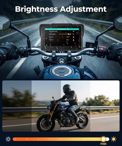 Rimoody Wireless Carplay Display Motorcycle Android Car, 7 Inch Touchscreen Car Play Portable Car Radio for Motorbike, CarPlay Monitor for Motorbikes, Bluetooth / IP68 Waterproof, Voice Control, Ships