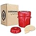 Humble House 1/2 Gallon Ceramic Sauerkraut Fermentation Crock With Lid, Glazed Weights, & Pounder Sauerkrock 2 Liter Red Fermenting Crock Jar Kit For Pickling Cabbage, Kimchi, Pickles, Vegetables