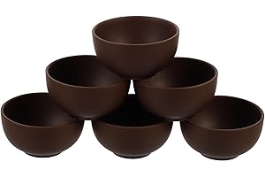 GARVALON 6 Pcs Hand-Made Purple Clay Tea Cups Small Round Mouth Cups Excellent Workmanship for Afternoon Tea