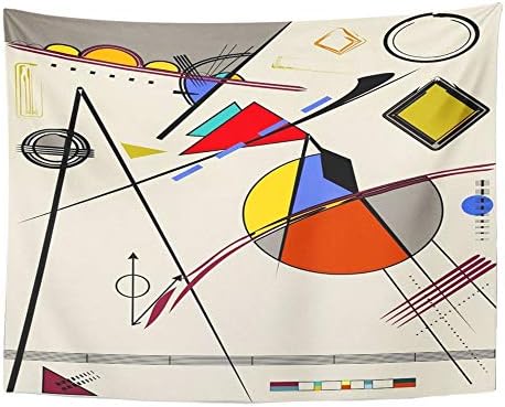 Pejer Tapestry Wall Hanging 60"x80" Beige Artistic Abstract Light Inspired by The Painter Kandinsky Blue Fancy Figure Print Tapestries Polyester Fabric Wall Decor